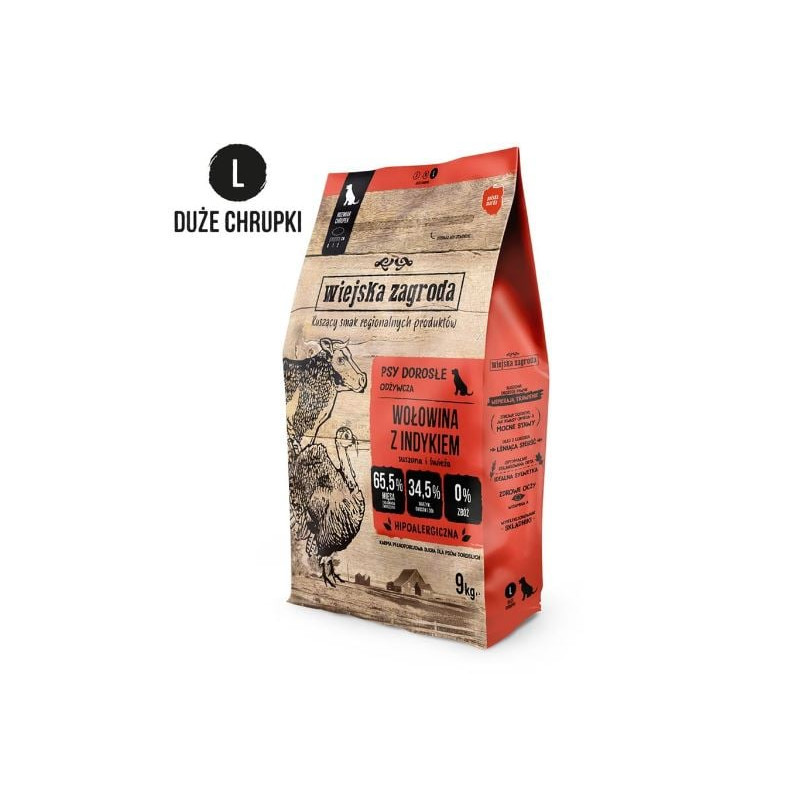 Mangime secco wiejska zagroda rural farm manzo con tacchino per cani