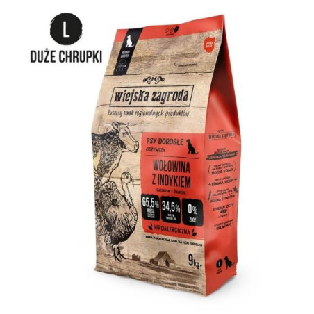 Mangime secco wiejska zagroda rural farm manzo con tacchino per cani