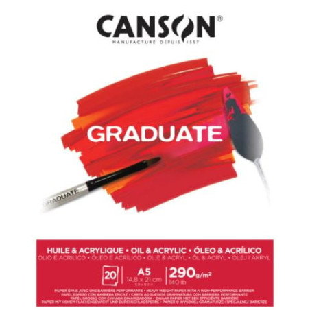 Blocco da disegno canson graduate olio e acrilico a5/14.8x21x0.98cm