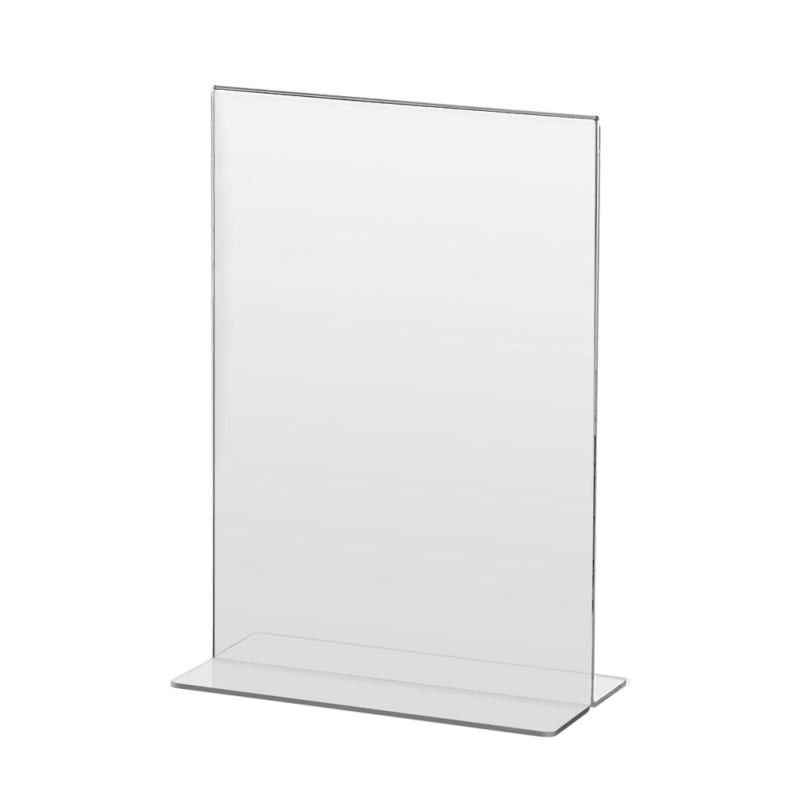 Supporto arda portadepliant a5 in plastica con base a t trasparente