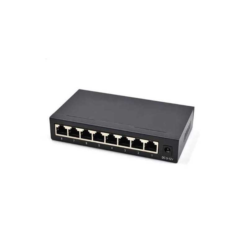 Switch diprogress 8 porte gigabit ethernet 10/100 in metallo nero