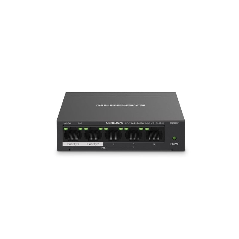 Switch poe mercusys 5 porte gigabit ethernet 10/100/1000 nero [ms105gp]