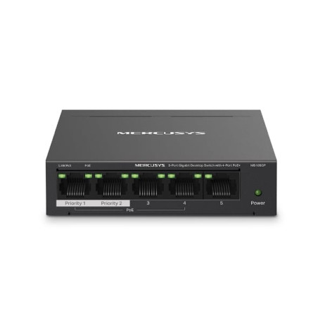 Switch poe mercusys 5 porte gigabit ethernet 10/100/1000 nero [ms105gp]