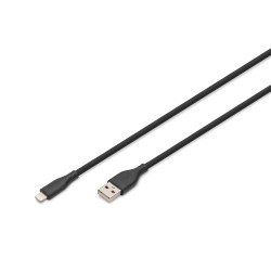 Cavo di ricarica digitus usb 2.0 tipo a 2m nero [ak-600108-020-s]
