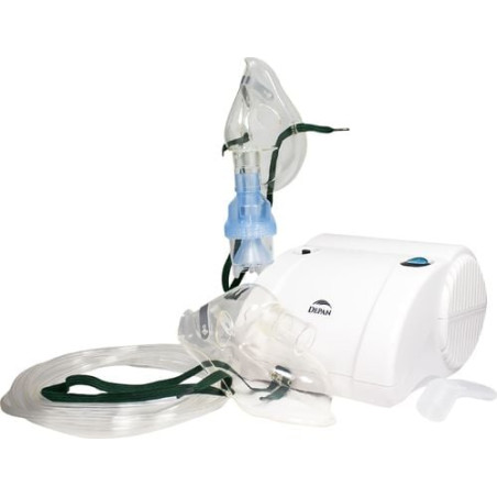 Inalatore depan a pistone con due maschere bianco/trasparente