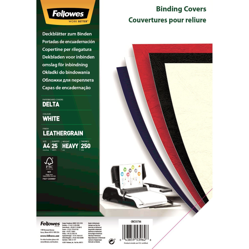 Copertine fellowes delta a4 bianco 25pz [5373602]
