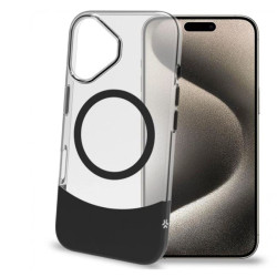 Custodia celly magdual per iphone 16 trasparente/nero [magdual1078bk]
