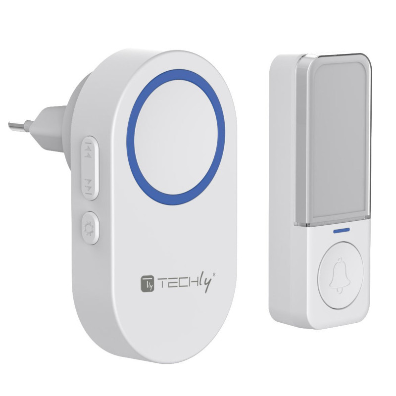 Kit campanello techly wireless fino a 180m con pulsante ip56 rilevatori