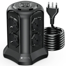 Multipresa techly da tavolo a torretta salvaspazio 8x prese schuko