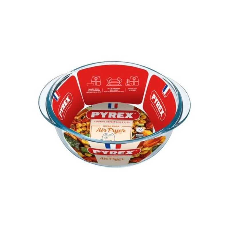 pirofila pyrex 207b100 7648 air fryer tonda in vetro 20cm 1000ml