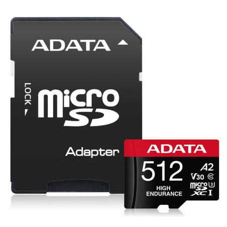 Scheda microsd 512gb adata high endurance microsdxc uhs-i u3
