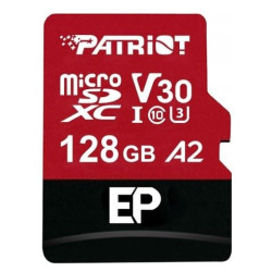 128gb scheda sdxc patriot ep pro v30 u3 a2 classe10 90/80mb/s rosso/carbone