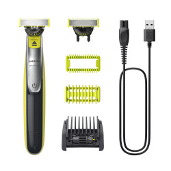 Rasoio philips oneblade 360 pettine regolabile 5 in 1/batteria integrata/1w/60min/verde/grigio