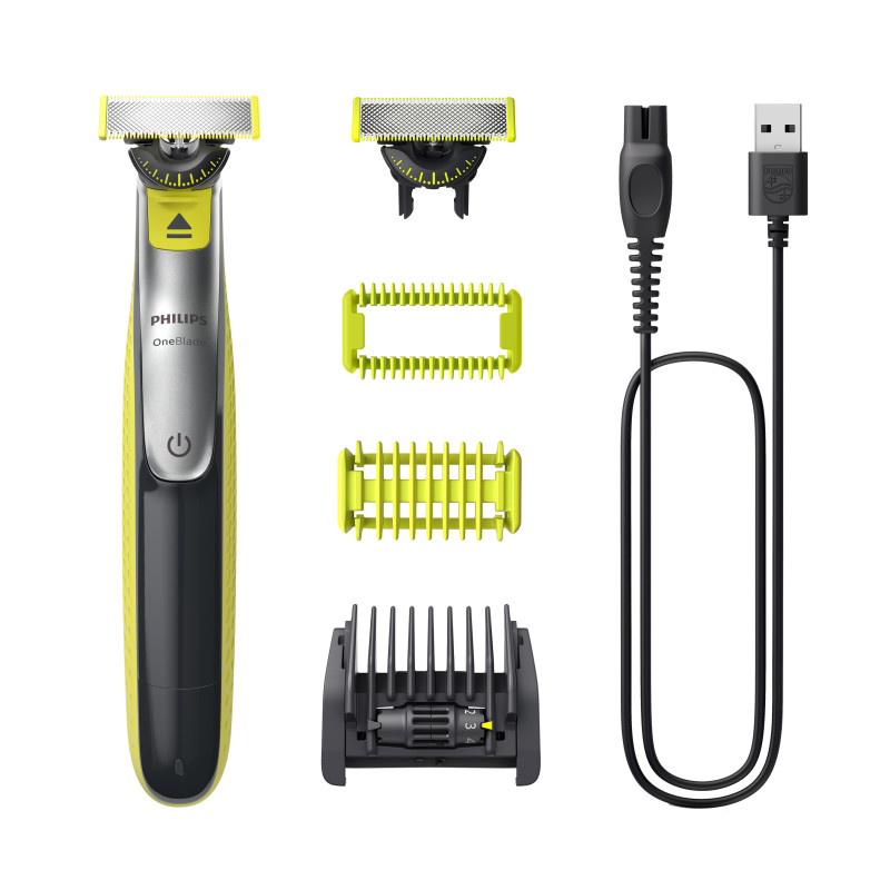 Rasoio philips oneblade 360 pettine regolabile 5 in 1/batteria integrata/1w/60min/verde/grigio