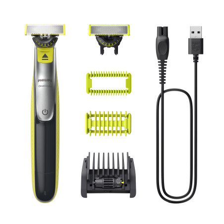 Rasoio philips oneblade 360 pettine regolabile 5 in 1/batteria integrata/1w/60min/verde/grigio