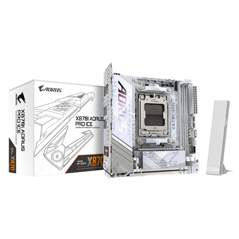 Scheda madre gigabyte ga-x870i aorus pro ice am5 atx ddr5 bianco