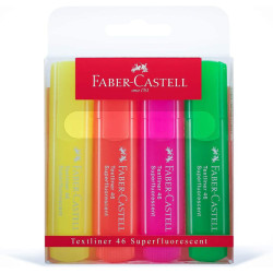 Set di evidenziatori faber-castell textliner 46 fluo giallo/rosa/arancione/verde