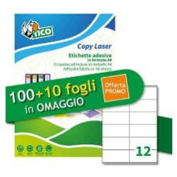 Etichette adesive tico 100piu10ff omaggio laser/ foglio 105x48mm/standard