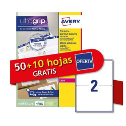 Etichette adesive avery 50piu10 ff/ 60 fogli/a4/ bianco [l7168-60p]