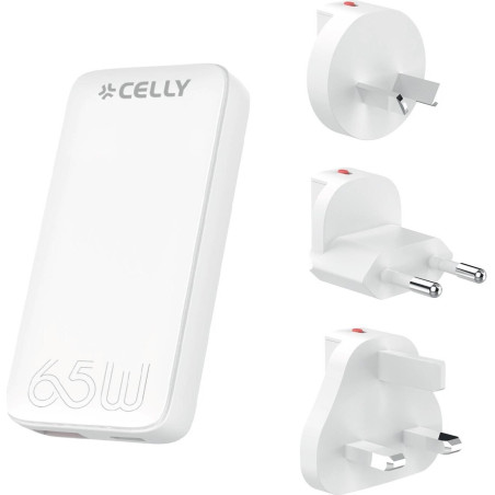 Caricabatterie celly universal 65w bianco [tctraveluni65w]