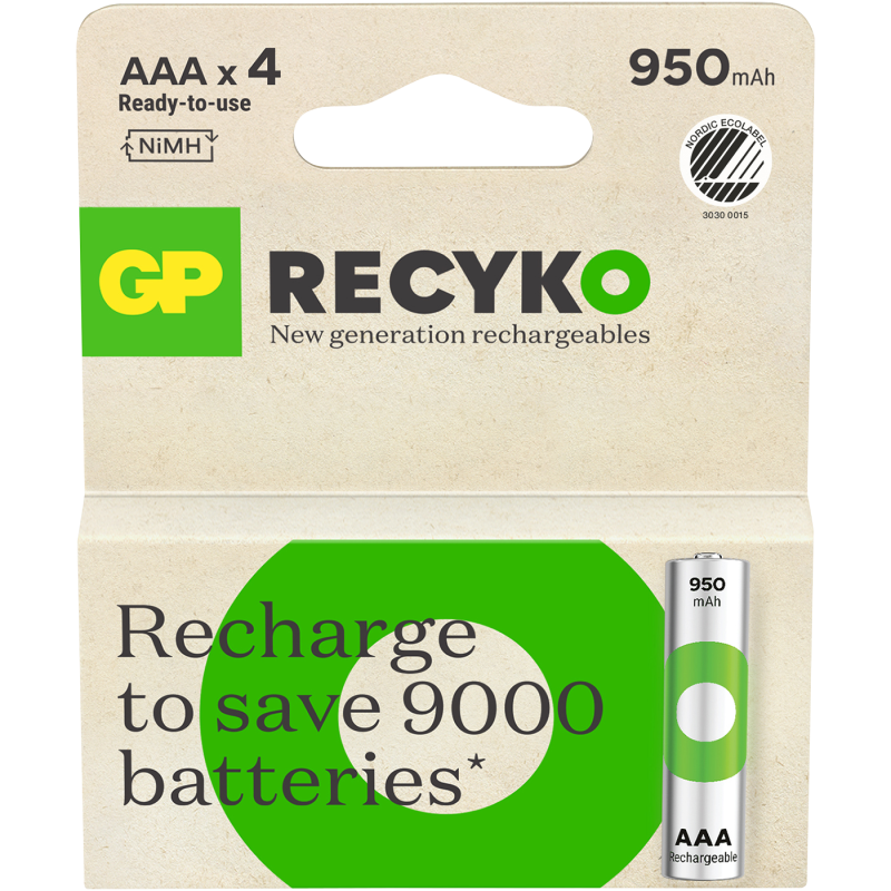 Batterie gp batteries gp recyko ricaricabili aaa 950 mah 4pz