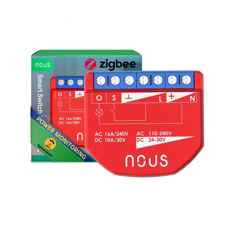 Modulo smart switch nous zigbee 3.0 16a 1canale 10dbm rosso [b2z]