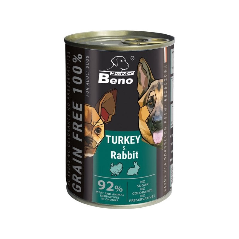Cibo umido per cani certech super beno tacchino e coniglio 415g [t-k-p-beno-indyk-krÃ?Â?l-pies-kÃ?Â?sk]