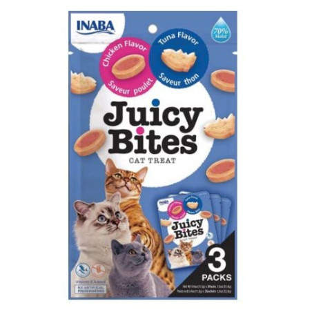 Snack inaba juicy bites pollo/tonno per gatti 3x11g