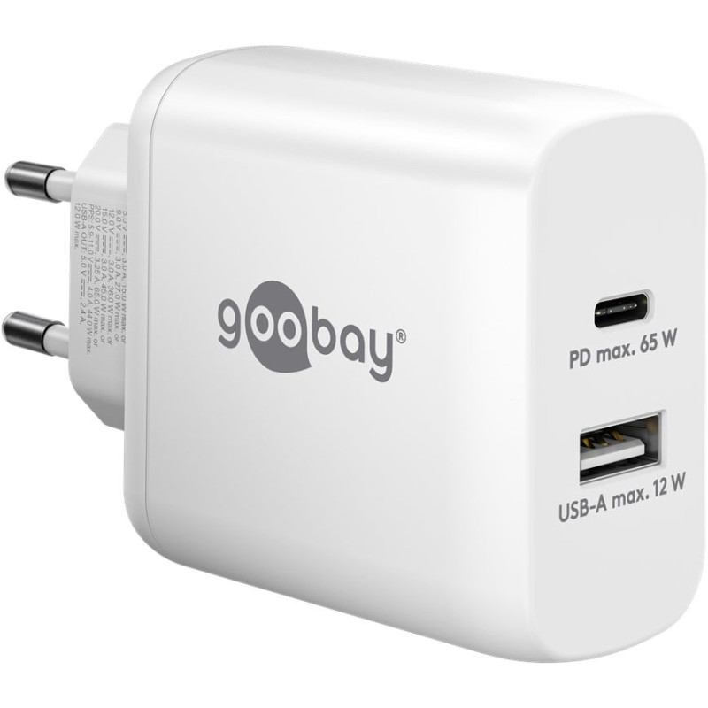 Caricatore rapido goobay doppio usb-c bianco [65410]
