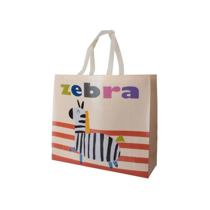 Borsa spesa xtra 12035 tnt fantasy zip 45x50cm zebra multicolore