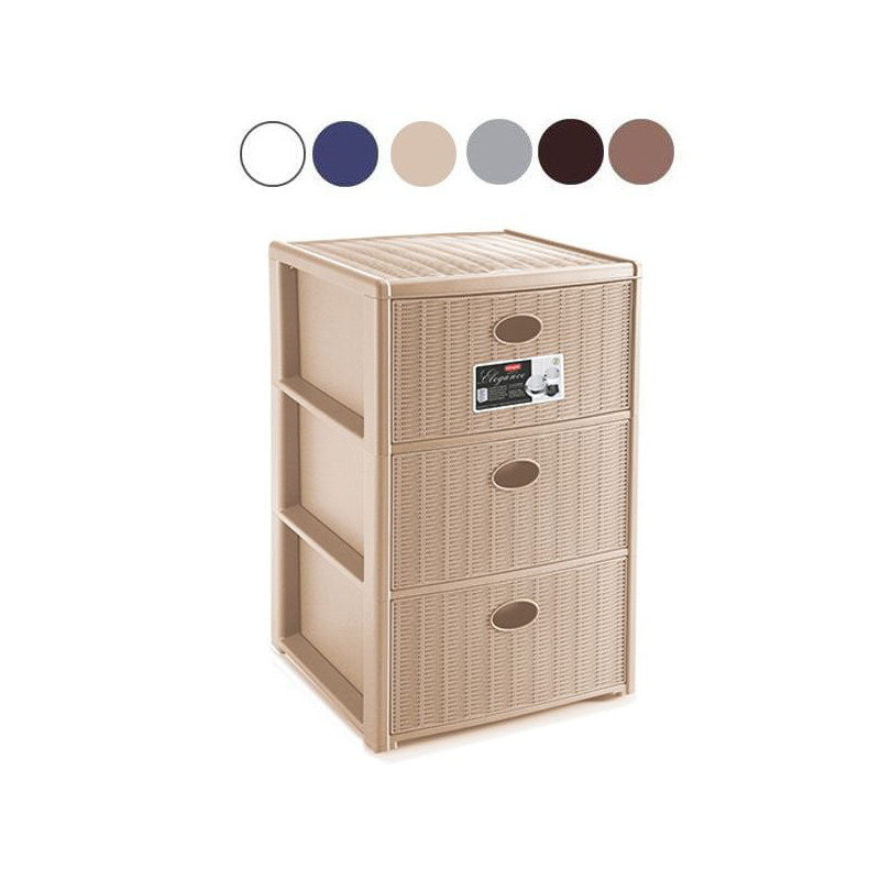 Cassettiera stefanplast elegance 3 cassetti 4 ruote 40x40 h 60 cashmere