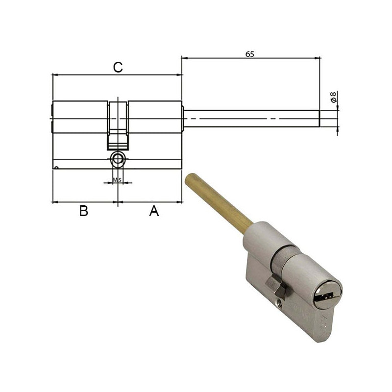 Cilindro moia serrature h40+30kdcod profilo europeo chiave-codolo