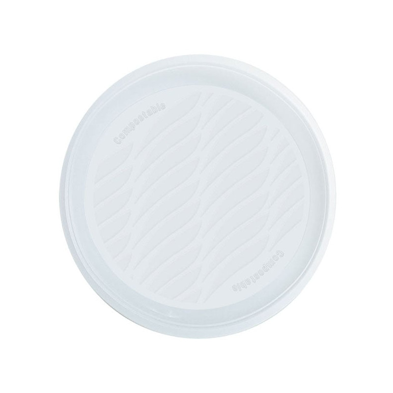 Piatto piano natural bibo monouso in bioplastica bianco 50pz [5521855]