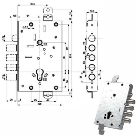 Serratura mottura sic.triplice int 28 reversibile ricambio per cisa