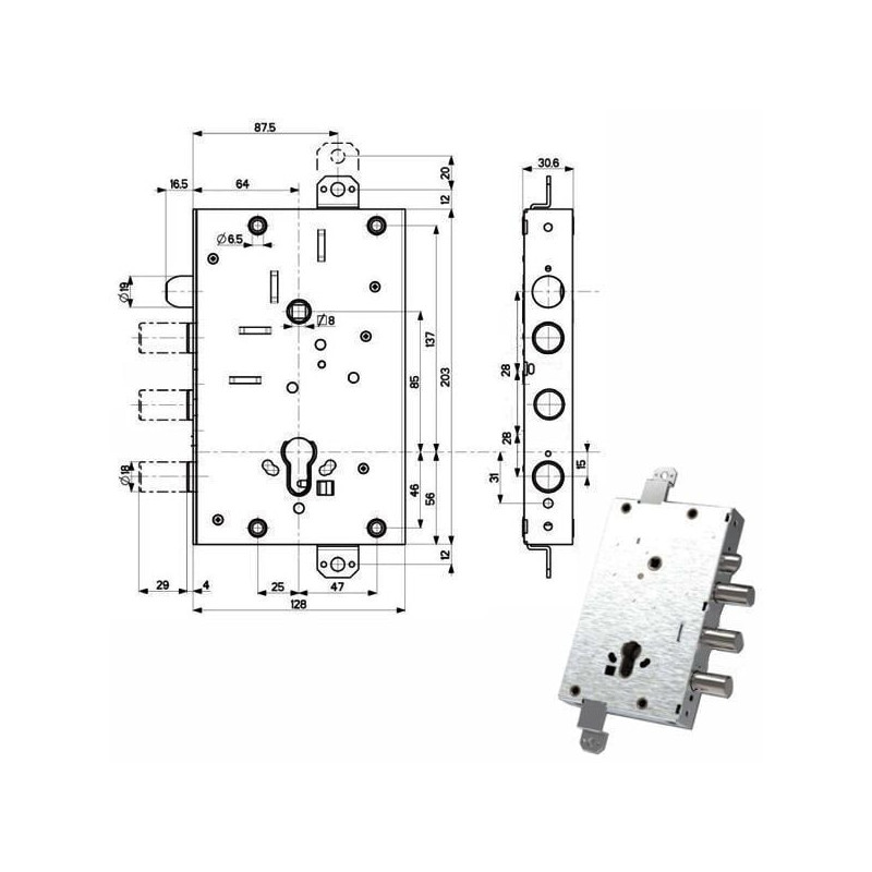 Serratura mottura sic.triplice int 37 3 pistoni [82515w700q]