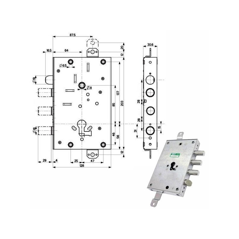 Serratura mottura sic.triplice int 37 3 pistoni [82571w700q]