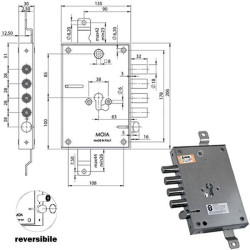 Serratura triplice moia e63 nera [rmef664/280dfb]