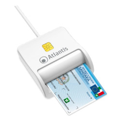 Lettore universale di smart card atlantis con cavo 120cm bianco [p005-smartcr-uw]