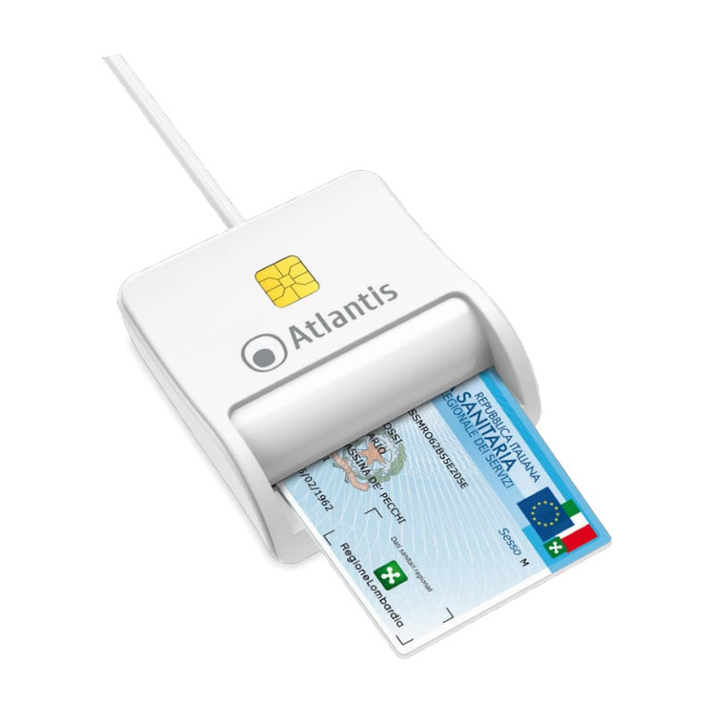 Lettore universale di smart card atlantis con cavo 120cm bianco [p005-smartcr-uw]