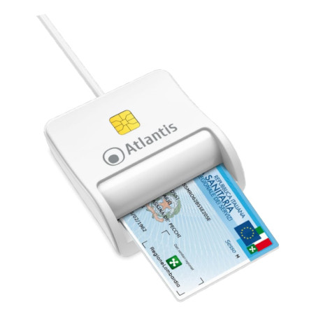 Lettore universale di smart card atlantis con cavo 120cm bianco [p005-smartcr-uw]