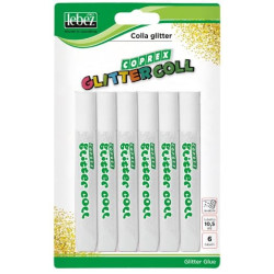 Colla glitter lebez 10.5ml bianco 6pz [5131-b]