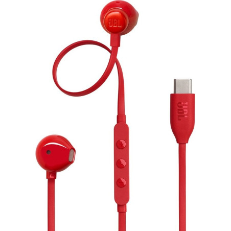 Auricolari jbl tune 305c con microfono usb type-c rosso