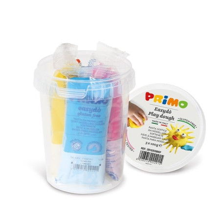 Pasta morbida da modellare in secchiello primo 3x100g colori assortiti