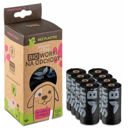 Sacchetti starch bag bio biodegradabili per escrementi nero 120pz