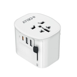 Caricabatterie da viaggio celly multiplug30w universale 2xusb-a