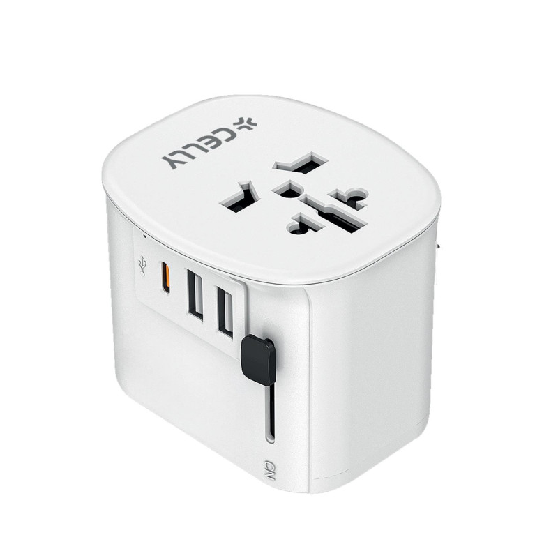 Caricabatterie da viaggio celly multiplug30w universale 2xusb-a