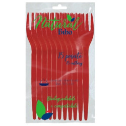 Forchette natural bibo in plastica rosso 15pz [6641901]