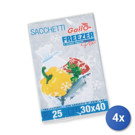 Set di sacchetti freezer gallo medi 25x35cm trasparente 25pz
