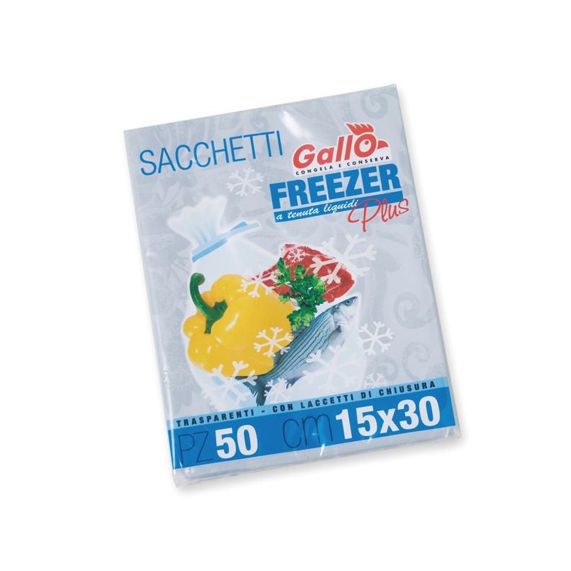 Set di sacchetti freezer gallo grandi 25x35cm trasparente 15pz
