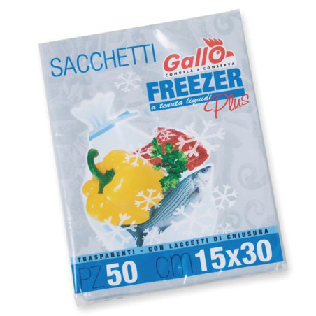 Set di sacchetti freezer gallo grandi 25x35cm trasparente 15pz